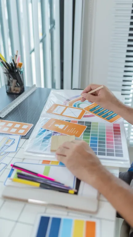 Designer preparing print artwork