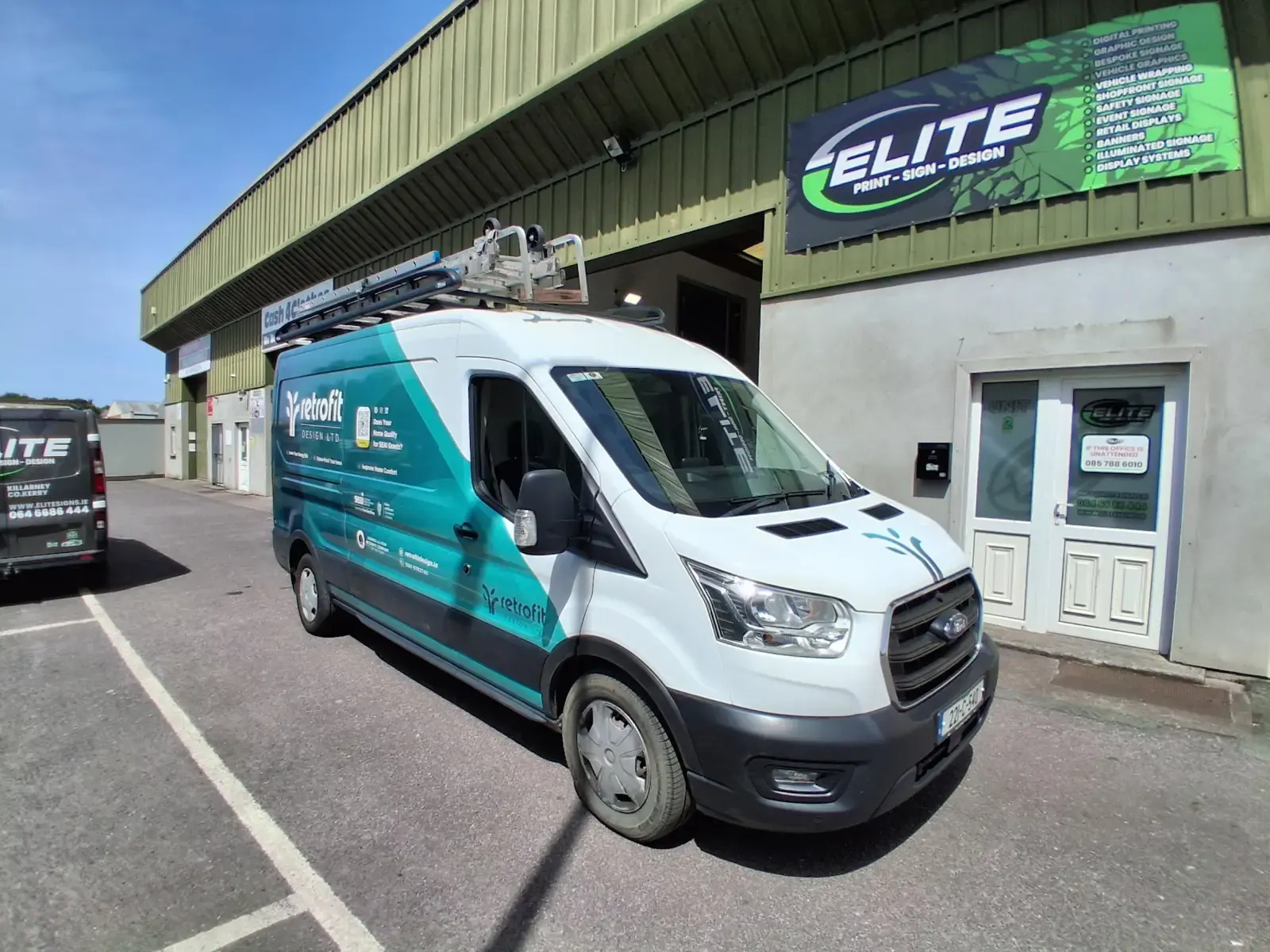 A wrapped van outside the Elite Signs workshop in Killarney