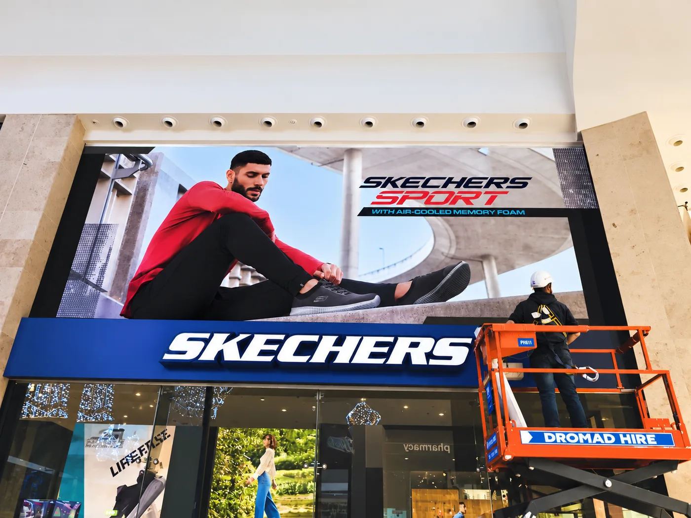 Skechers shopfront graphics installed by the Elite Signs team