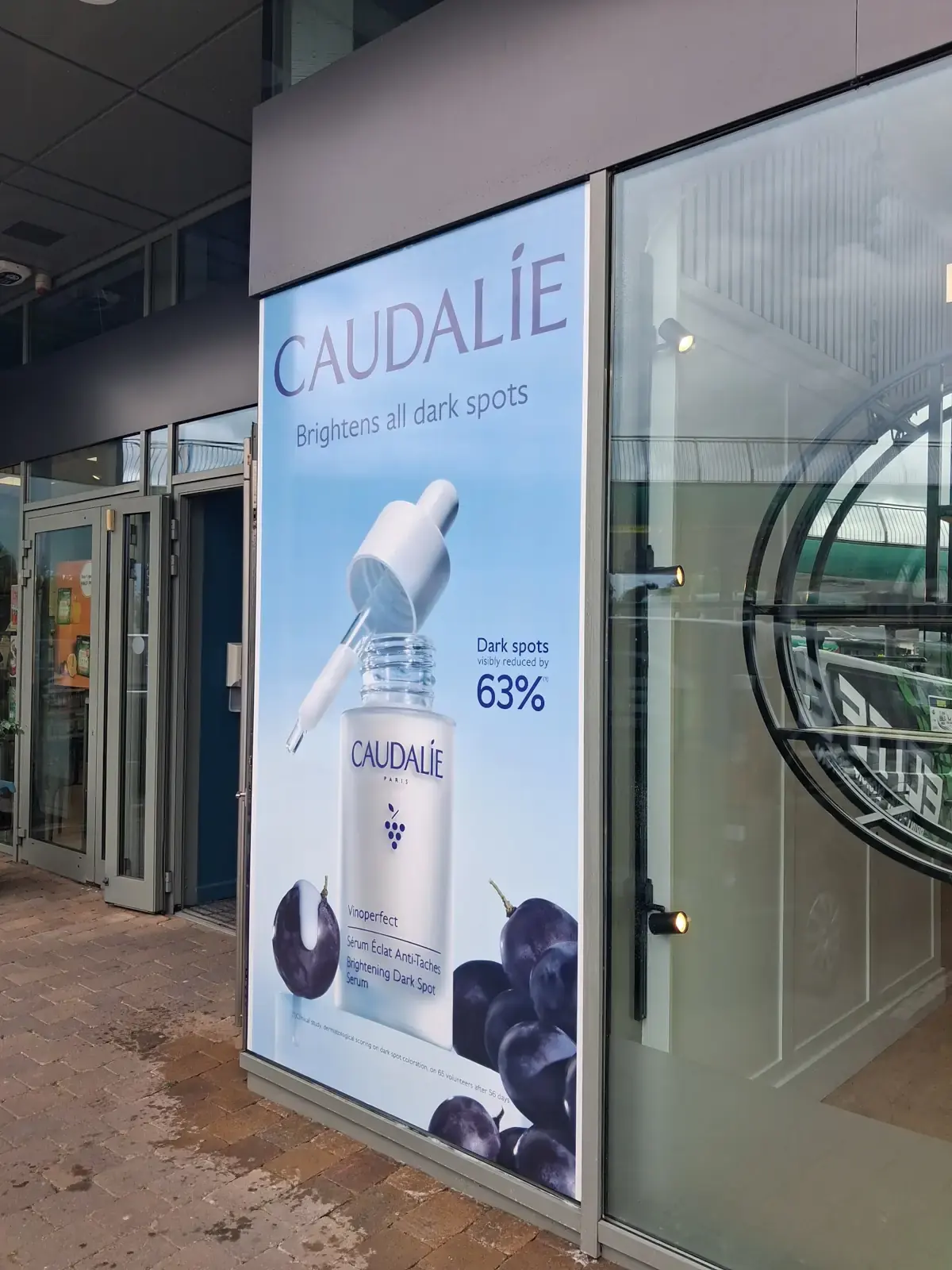 Caudalie printed window display in a Killarney pharmacy